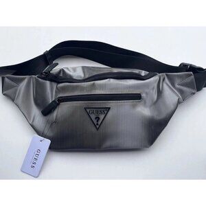 Guess White Leather & Copper Tone Hardware Fanny Pack Belt Bag